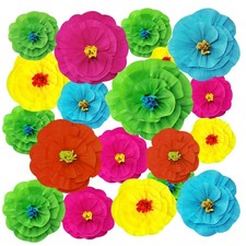 20 PCS Mexican Paper Flower Colorful Fiesta Tissue Pom Pom Carnival Backdrop