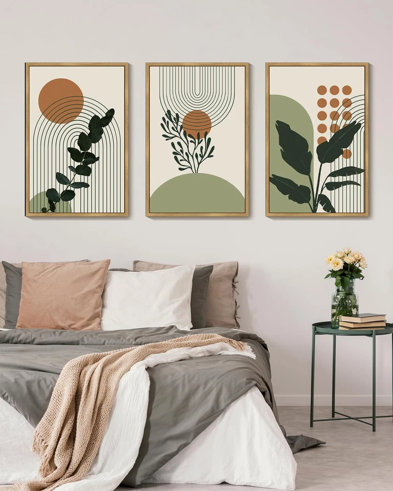 Arte de pared Boho Planta verde botánico bohemio impresión de pared enmarcada 24x36 pulgadas Abs... Foto 3 de 4