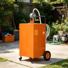40 Gallon Fuel Caddy ,Portable Gas Diesel Oil Transfer Tank with 4 Wheels  Pump