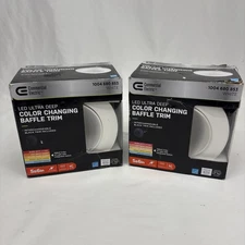 CE 6in Deep Baffle Adjustable CCT LED Recessed Light Trim Wet Rated Dimmable 2pk