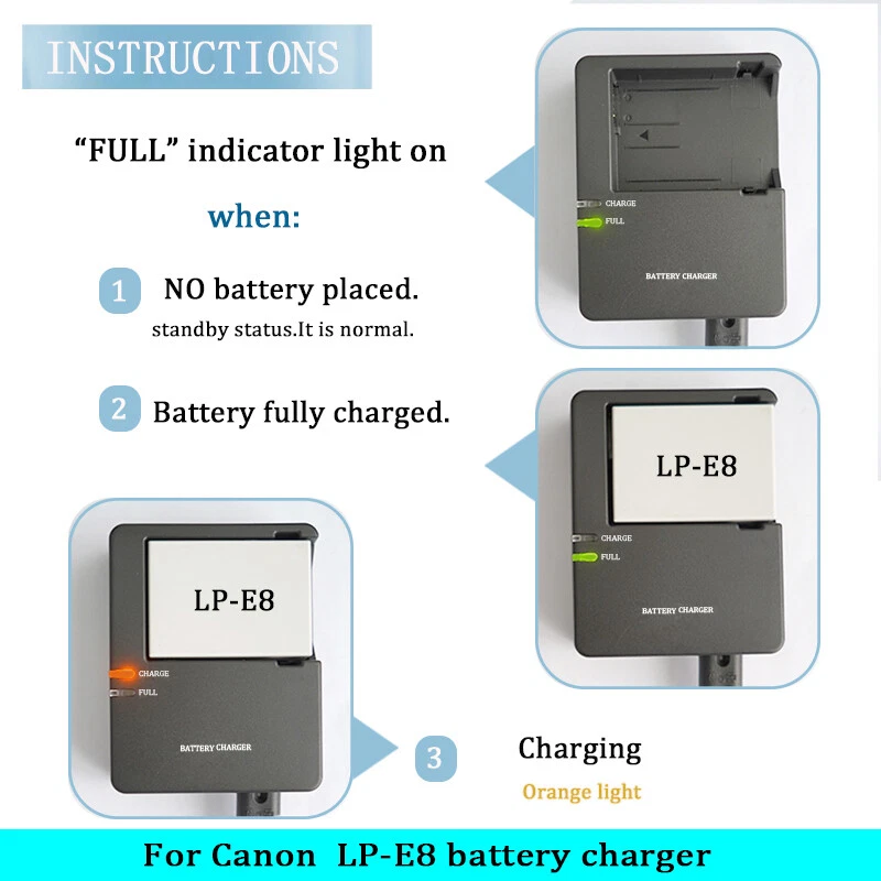 LC-E8C LC-E8E Charger For Canon LP-E8 Battery EOS 550D 600D 700D T2i T3i Cameras - Image 4 of 4