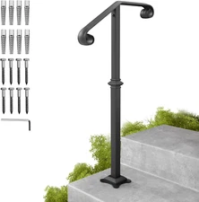 Handrails for Outdoor Steps Single Post Handrail Black Step Handrail Stair Raili