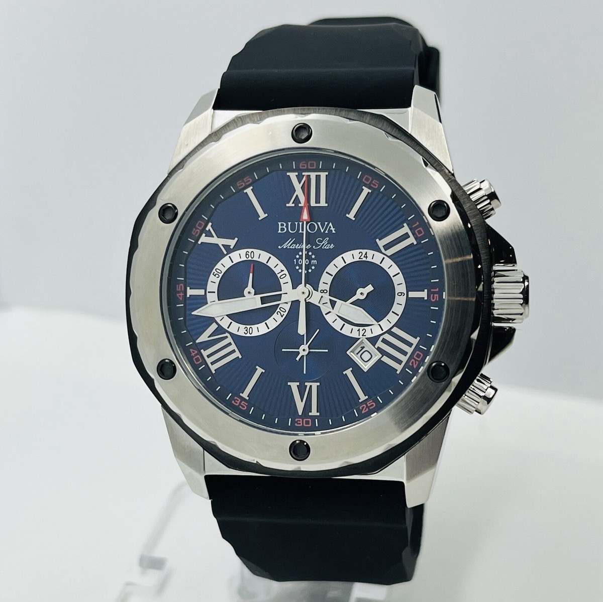 Bulova Marine Star Men's Chronograph Blue Dial Steel 10ATM 44mm
