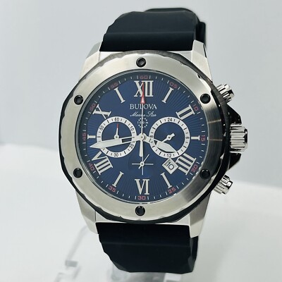 Bulova Marine Star Men's Chronograph Blue Dial Steel 10ATM 44mm