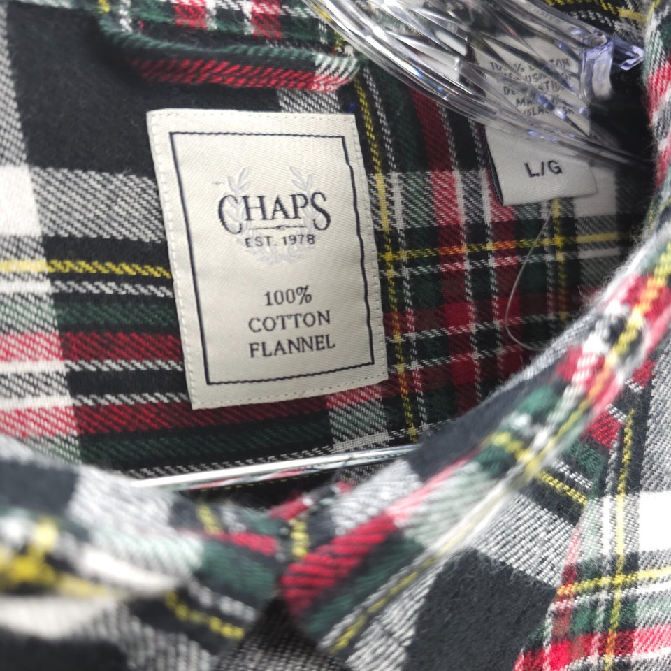 Chaps Men's Large Double Brushed flannel laid shirt 100 Red plaid