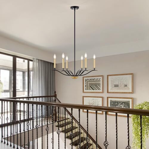 Modern Black and Gold Farmhouse Chandelier for Dining Room Light