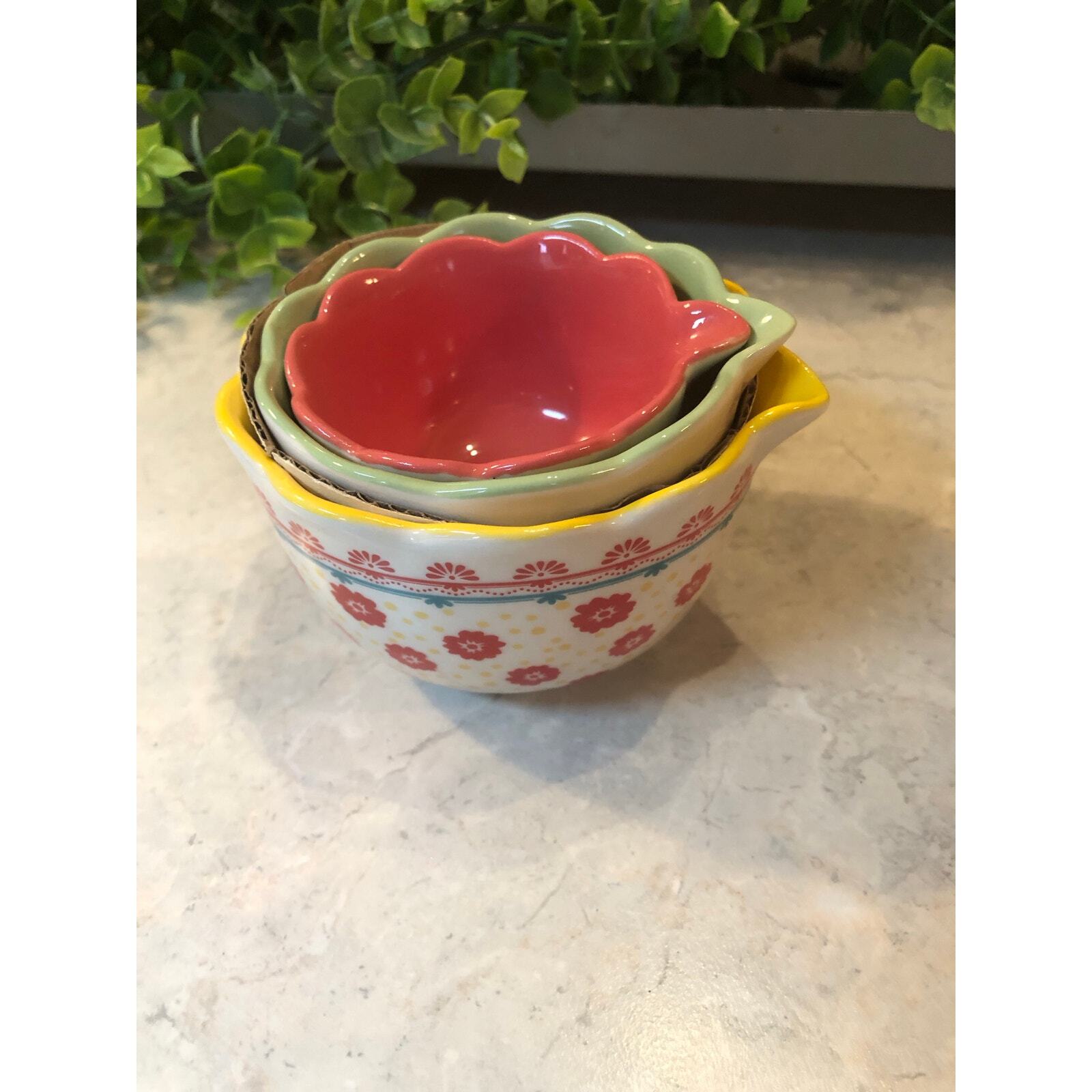 Pioneer woman, three piece, measuring cups, floral, china new