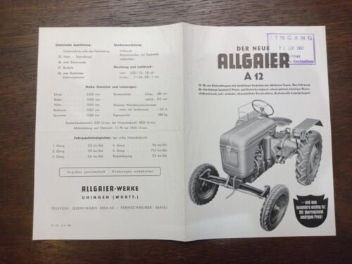 Original Allgaier A12 Schlepper Prospekt - Traktor Verkaufsprospekt von 1951 - Bild 3 von 3