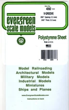 Evergreen 4060 Styrene V-Groove Siding Sheet .040 x 6 x 12".060" Spacing