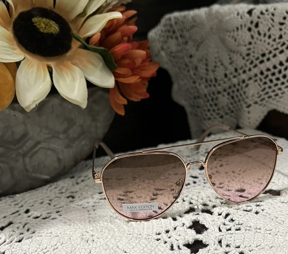 Max Edition Rose Gold Aviator Sunglasses 100 UV Protection