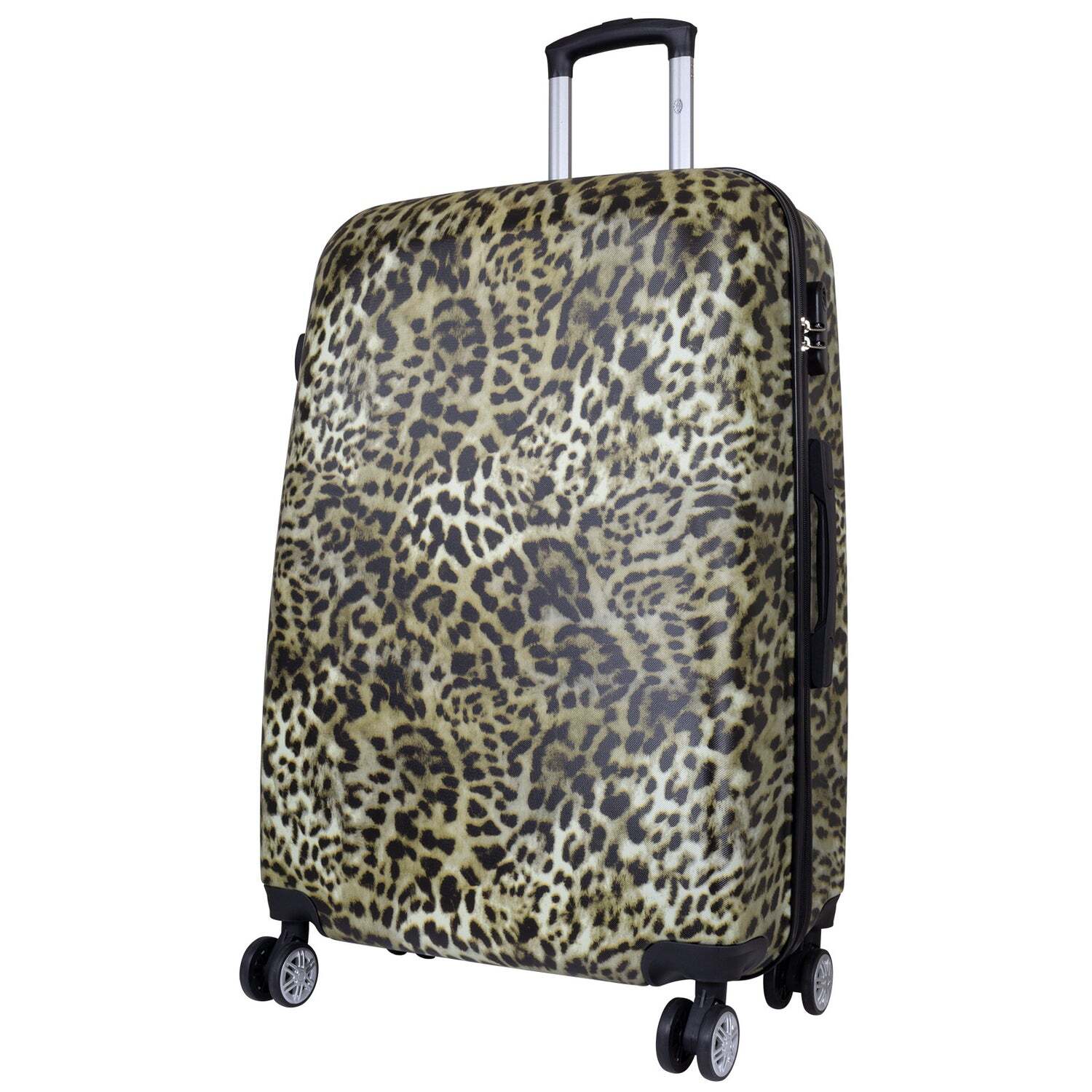 Hartschale Reisekoffer groß mit Leoparden Fell Motiv Trolley Rollen für  Damen