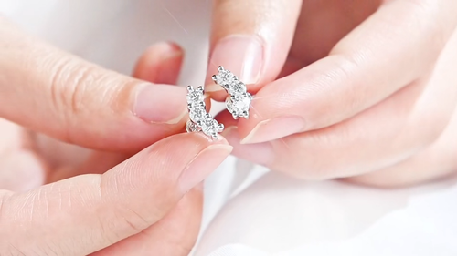 3mm D VVS1 Round Moissanite Stud Earrings for Women Gift 925 Sterling Silver GRA - Video 1 of 1