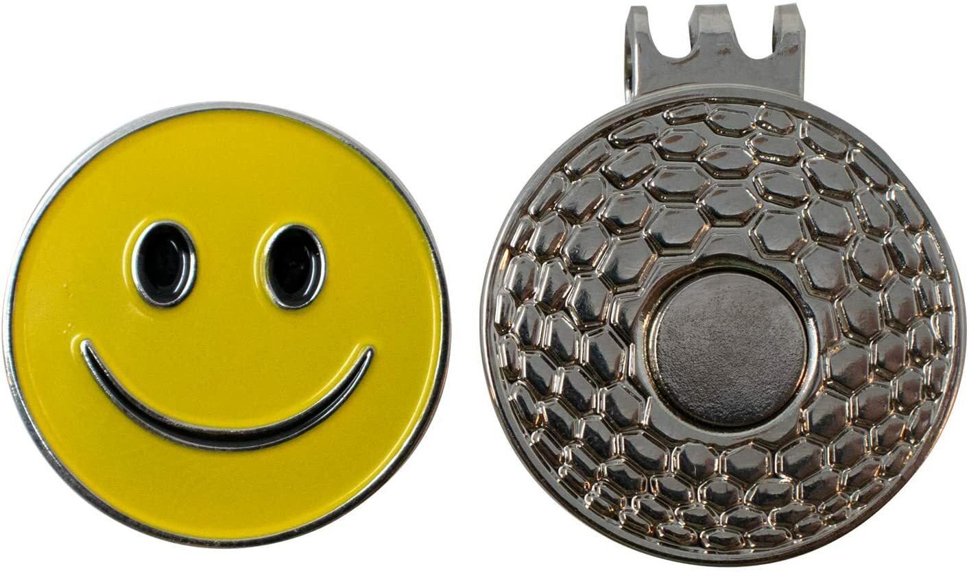 Golf ball marker with magnetic hat clip : Smiley Face / Happy Face