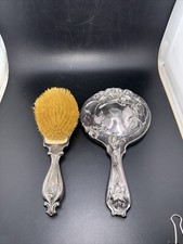 Vintage Silverplate Vanity Set - Hand Mirror, Brush & Ornate Tray