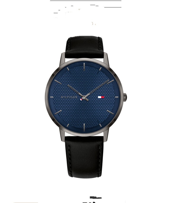 Tommy Hilfiger 1791702 James SS Blue Dial Black Leather Strap 40mm 