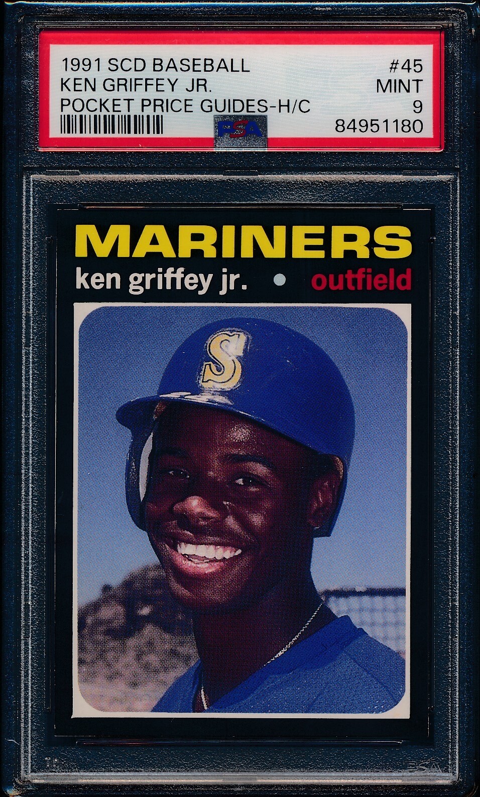 1991 SCD BASEBALL KEN GRIFFEY JR POCKET PRICE GUIDE H/C #45 PSA 9 MINT