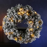 Led Tannenkranz TüRkranz Advent Beschneit Beleuchtet 35Cm Timer Batterie GrüN