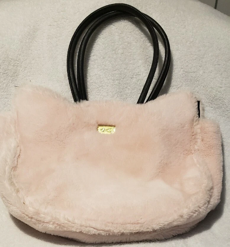 Bolso de Gato Luv Betsey Johnson Rosa Pálido Peludo Peludo Grande Cara de Gato Lentejuelas Foto 2 de 4