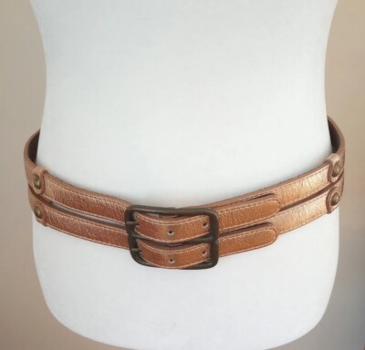 Abaco Paris Cuir Veritable Ladies Belt Made In France Size:M Metallic Pink 