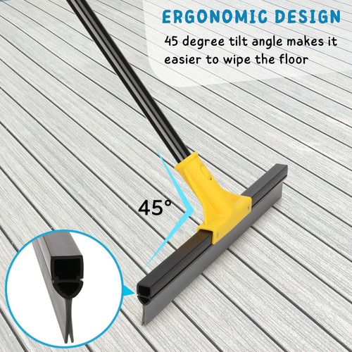 Squeegee Broom for Floor 18'' Heavy Duty Rubber Wiper with 60'' Long Handle f... - Picture 5 of 8