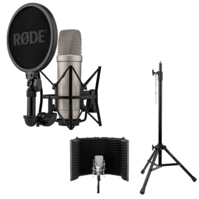 Rode NT1(Silver) 5th Gen Hybrid Studio Condenser Mic with Filter & tripod Bundle
