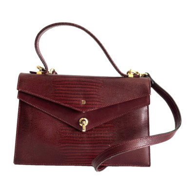 Authentic Bally Hand Bag  Burgundy leather From Japan 0595