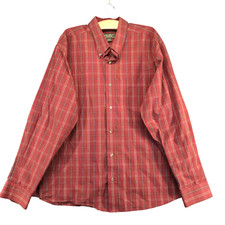 Eddie Bauer Men's Relaxed Fit Wrinkle Resistant Button Up Shirt Red XL Cotton