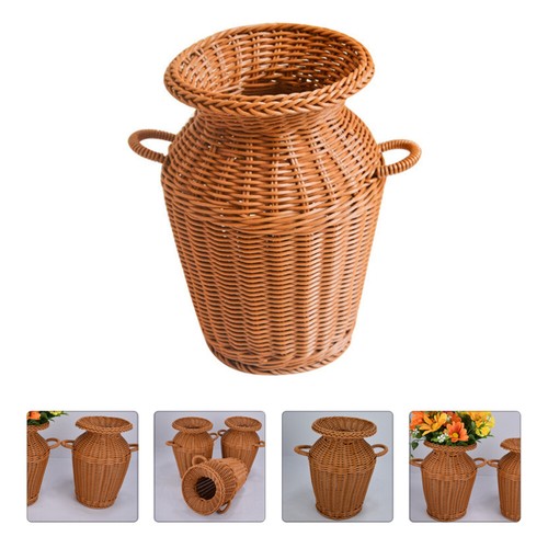 Woven Flower Pot Farmhouse Vase Vases Office Container Dry Branch - Picture 3 of 10