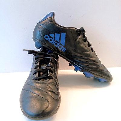 Adidas PBB 698007 Kids Soccer Cleats Black Blue Leather US5 UK4.5 / 23.5cm GUC