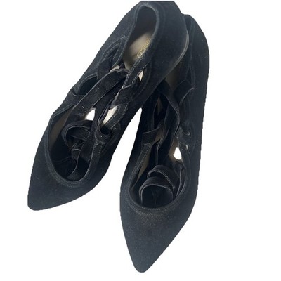 MIMCO  Black Suede Leather Pointed Ballet Flats (Removable Straps)