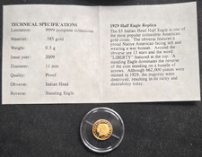 14k .5g American Mint 1929 Half Eagle .585 gold coin 1/2 gram w/COA 4043.45 per troy oz