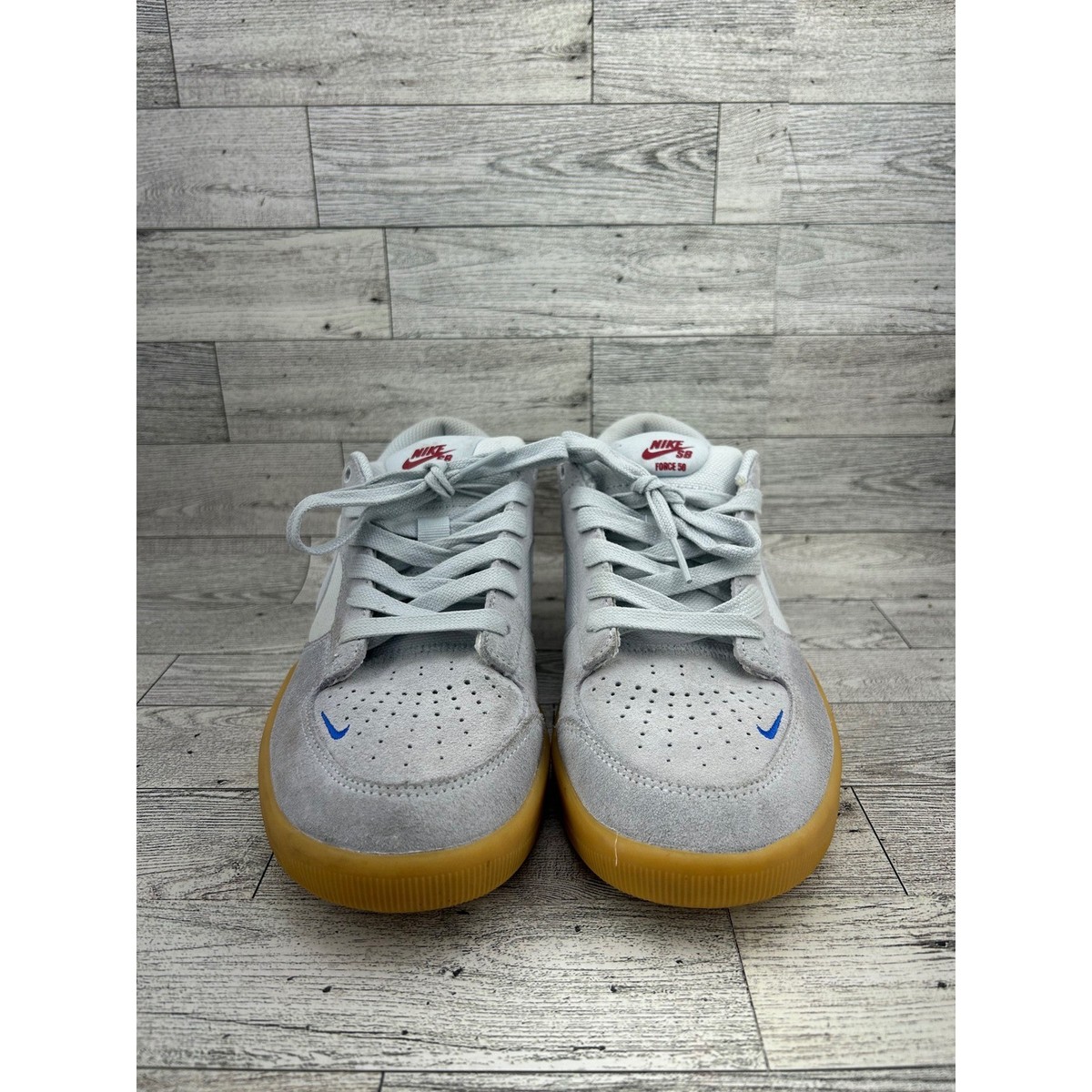 Nike SB Force 58 Light Grey Suede Gum Sole Skate Shoes Men display picture 1