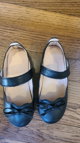 Little Girl Black Ballet Flats Size 13 Strap Casual Dressy - Picture 5 of 8