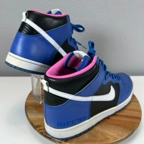 Nike ID Dunk High 316142-991 2008 azul negro blanco rosa raro talla 13 Heartattack Foto 3 de 4