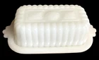 Vintage MCM 1950s Hazel Atlas White Milk Glass Covered Butter Dish 1/2 Stick