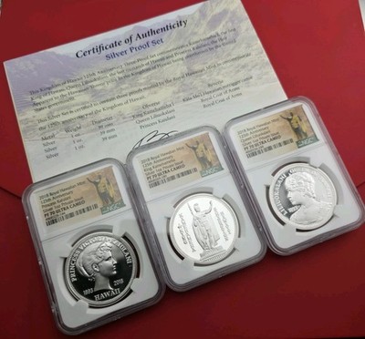 2018 Royal Hawaiian Mint Silver Proof Set 3x 1oz Coins NGC PF70