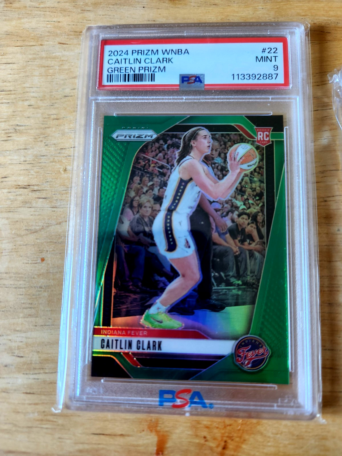 CAITLIN CLARK PRIZM RC LOT BLUE VELOCITY ORANGE ICE GREEN FEVER PSA 9 #22 view 4