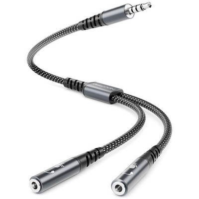 AUX Klinke Y Adapter Kabel 3,5mm 1x Stecker auf 2x Buchse Kopfhörer + Mikrofon
