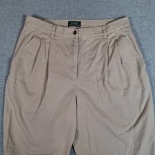 Vintage Ralph Lauren Pleated Chino Pants Women 14W 30X29 Beige High Waisted