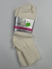 VTG Socks 9-11 Ankle Length Women's Ivory 90's Walmart USA Made Silver NOS.