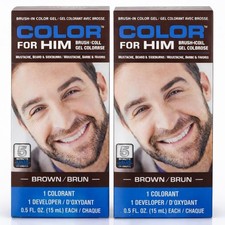 2 Pack Color For Him Beard  Mustache Color Brown Brush-In Beard Dye