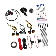 1 Set Universal UTV ATV SXS Scooter Amber Red LED Turn Signal Horn Kit with