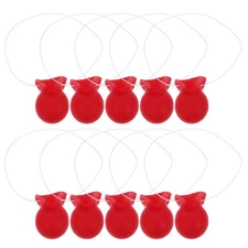 10 Pcs Red Clown Nose Elastic Band Rubber Clown Costume Props for Festival Fun