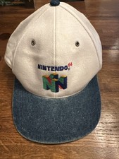 NINTENDO EMPLOYEE HAT N64 Vintage adjustable 90s Denim bill white RARE original