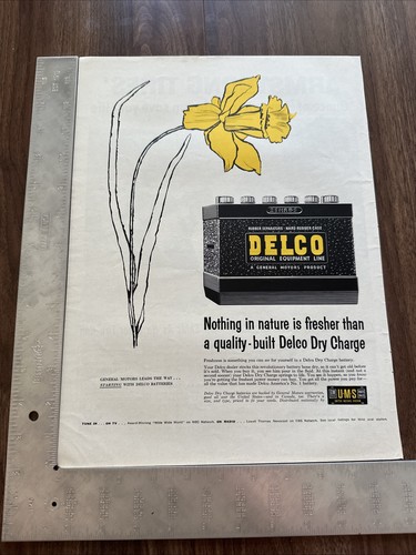 1957 GM Delco Car Battery Print Ad Nothing Is Fresher Than A Quality Built Delco - Picture 2 of 2