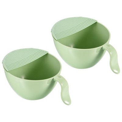 Fruit Vegetables Washing Basket Plastic Rice Strainer Drain Baskets 2PCS-Green