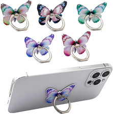 5 PCS Butterfly Cell Phone Ring Holder, Cute 360 Rotation Metal Finger Patter...