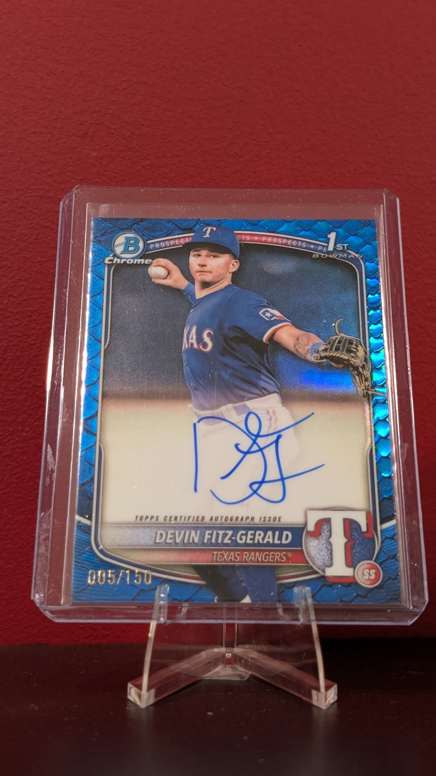 2025 Bowman Chrome #CPA-DF Devin Fitz-Gerald Blue Reptilian Refractor AUTO /150