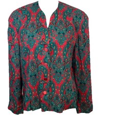 Vintage Country Sophisticates by Pendleton Blazer Jacket Red Green Print 16 USA