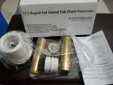 Westbrass TC3 Rapid Set Island Tub Drain Assembly 2" x 1-1/2" Adapter PVC Black